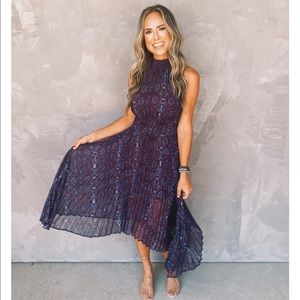 Ruthie Grace Pleated Sleeveless Midi Dress BNWT SM